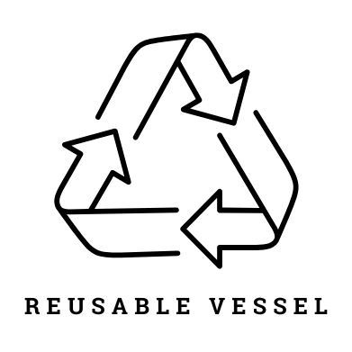 Reusable candle jar vessel icon symbolizing eco-friendly, reusable packaging for Mitala Candle Co. soy candles