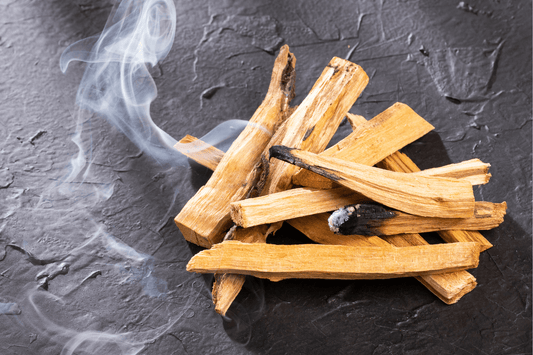 Palo Santo luxury soy candle. Grounding, earthy scent with cedarwood and sandalwood. Hand-poured eco-friendly candle.