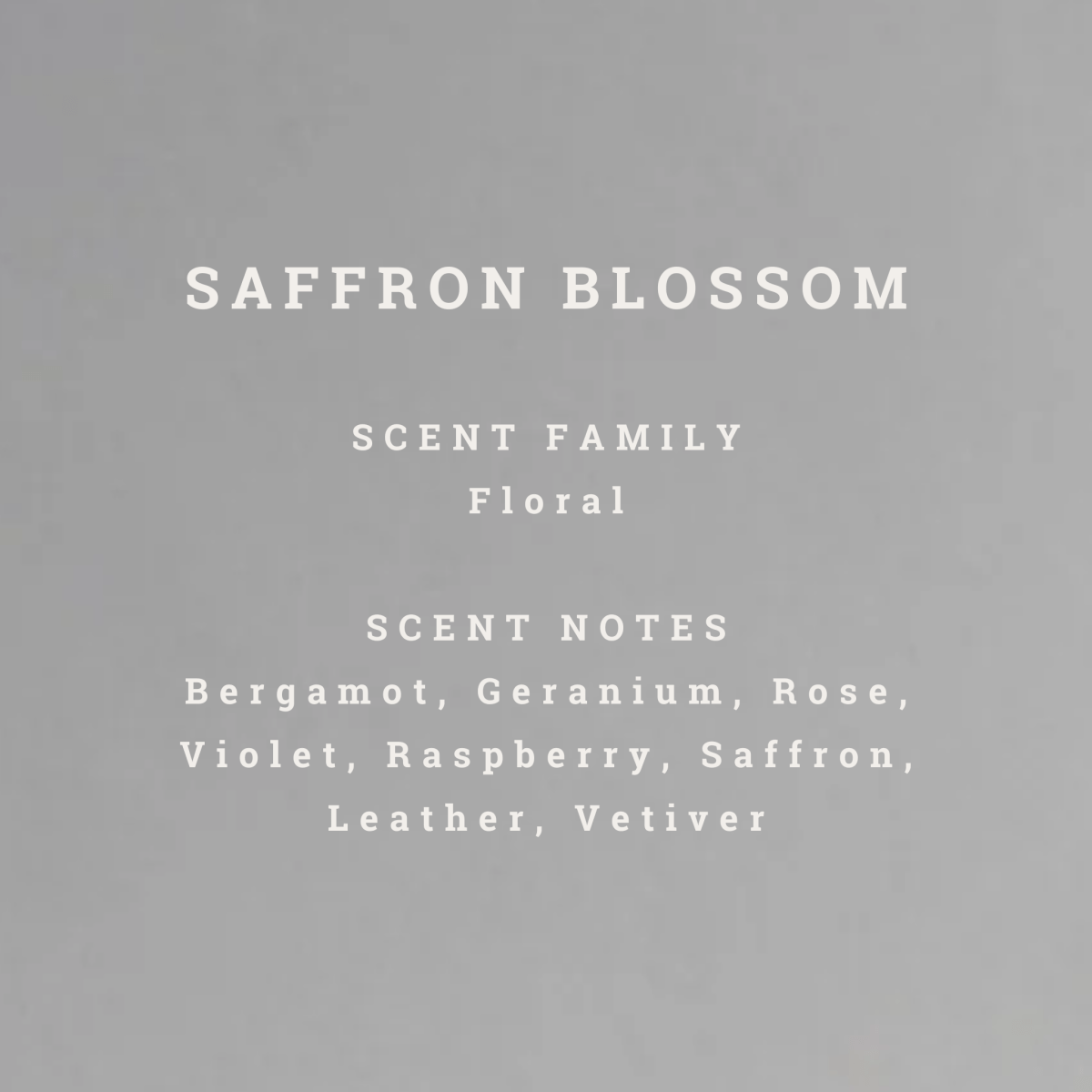 Scent notes of Mitala Candle Co.  Saffron Blossom