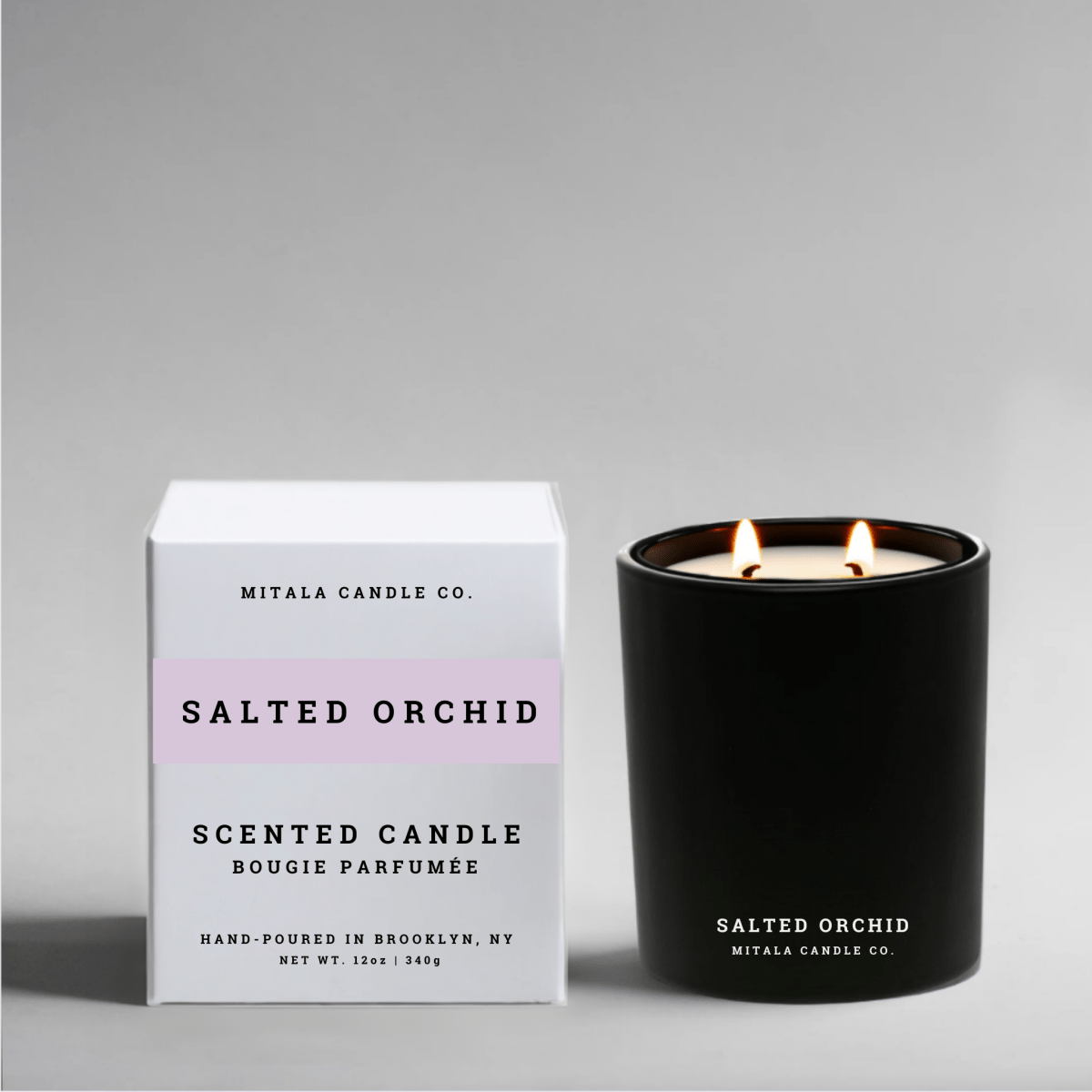 Salted Orchid Classic 2 Wick Candle - Mitala Candle Co. - With white gift box