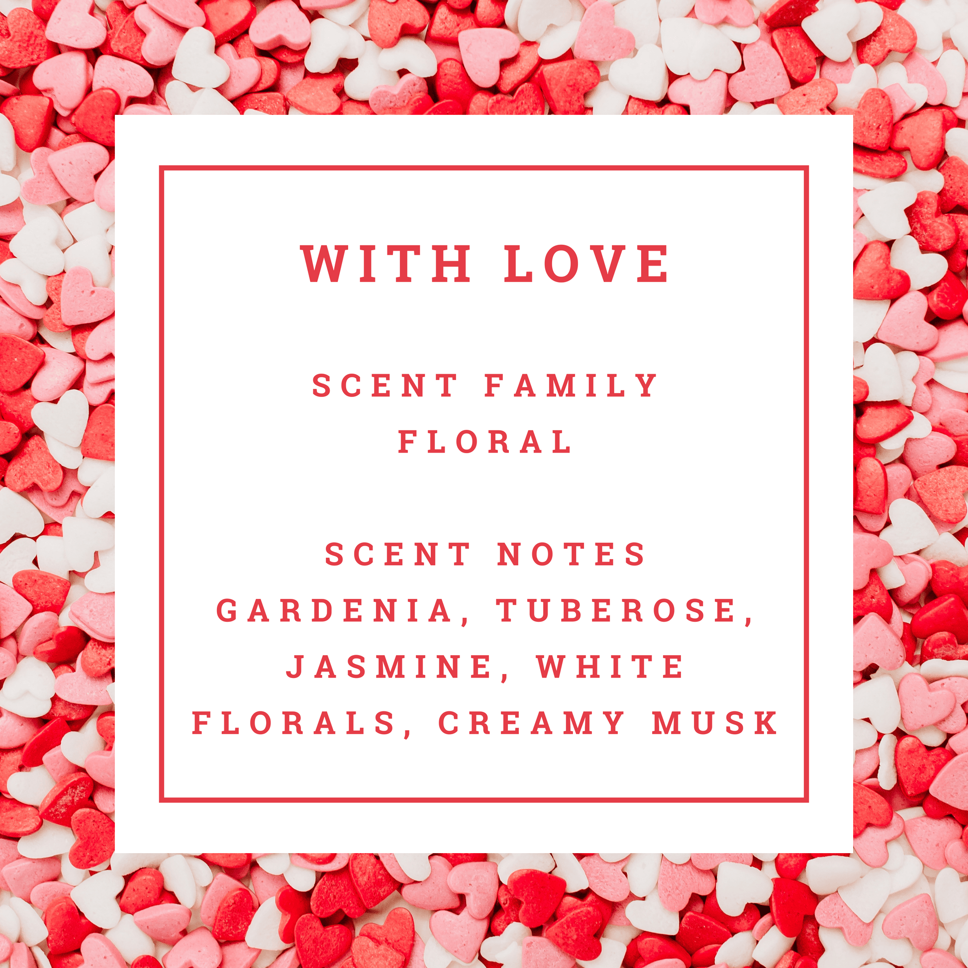 Limited Edition Happy Valentine’s Day candle by Mitala Candle Co. on heart-shaped candy background with love message
